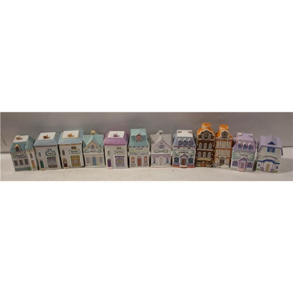 SET OF TWELVE CERAMIC VINTAGE HOUSE SPICE