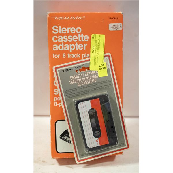 VINTAGE STEREO CASSETTE ADAPTER FOR 8-TRACK WITH