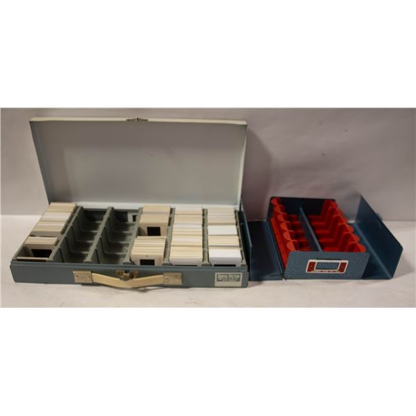2 VINTAGE SLIDE CASES 1 FULL OF VARIOUS VINTAGE