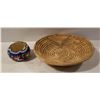 Image 1 : ESTATE BEADED NAVAJO BOWL & SAGE WEAVED ABORIGINAL