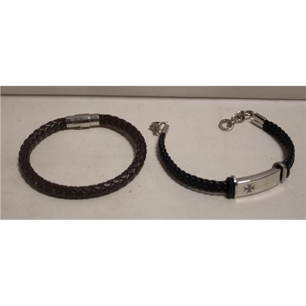 2 ESTATE MALTA LEATHER ARTISAN BRACELETS