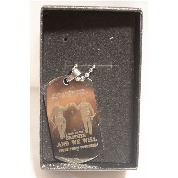 "WHEN THE DEMONS COME" DOG TAG PENDANT WITH CHAI