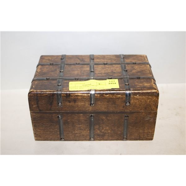 WOODEN TREASURE CHEST, JEWELRY BOX,