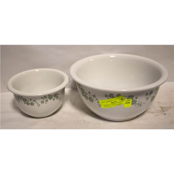 VINTAGE, 2 CORELLE CALLAWAY STONEWARE MIXING BOWLS