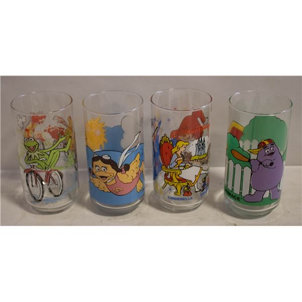 4 VINTAGE 1980S MCDONALDS GLASSES