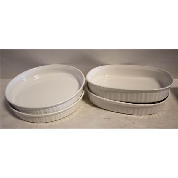 4 CORNINGWARE FRENCH WHITE BAKING DISHES