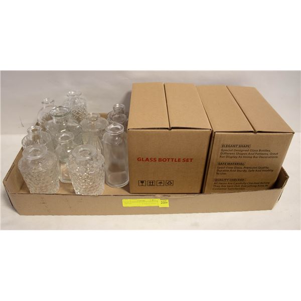 NEW 12 MIXED GLASS BOTTLES 4"-6" HEIGHT