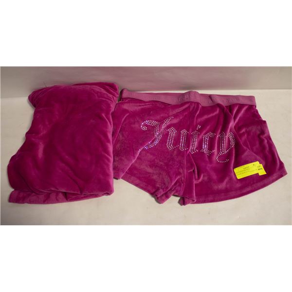 JUICY COUTURE PINK HOODIE/SHORTS 2PC