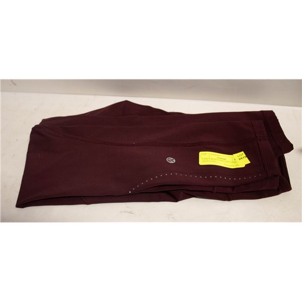 LADIES BURGUNDY LULU LEMON TIGHTS SIZE 2