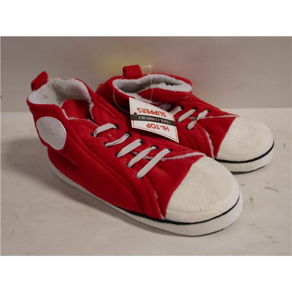 PAIR OF NEW RED SNEAKER SLIPPERS SIZE MEDIUM