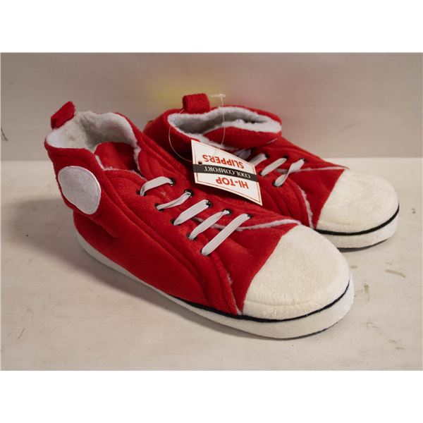 PAIR OF NEW RED SNEAKER SLIPPERS SIZE MEDIUM