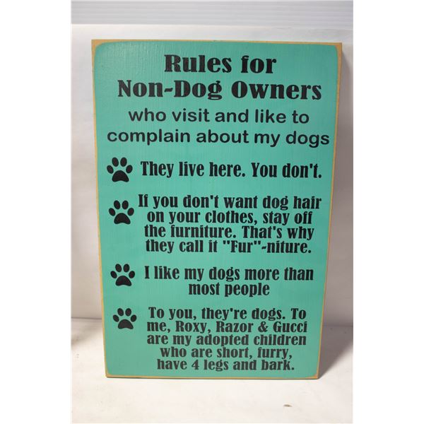 WOODEN 12 X 18 DOG SIGN