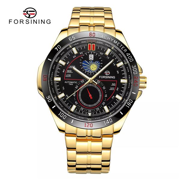 NEW AUTOMATIC FORSINING MOON PHASE SKELETAL WATCH
