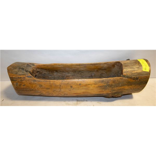 FOLKART CARVED LOG HANGING PLANTER- 22"
