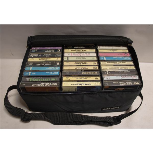 VINTAGE CASSETTE TAPES W/ CARRY CASE (30)