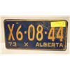 Image 1 : 1973 ALBERTA LICENCE PLATE
