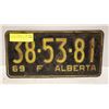 Image 1 : 1969 ALBERTA LICENCE PLATE