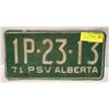 Image 1 : 1971 ALBERTA LICENCE PLATE