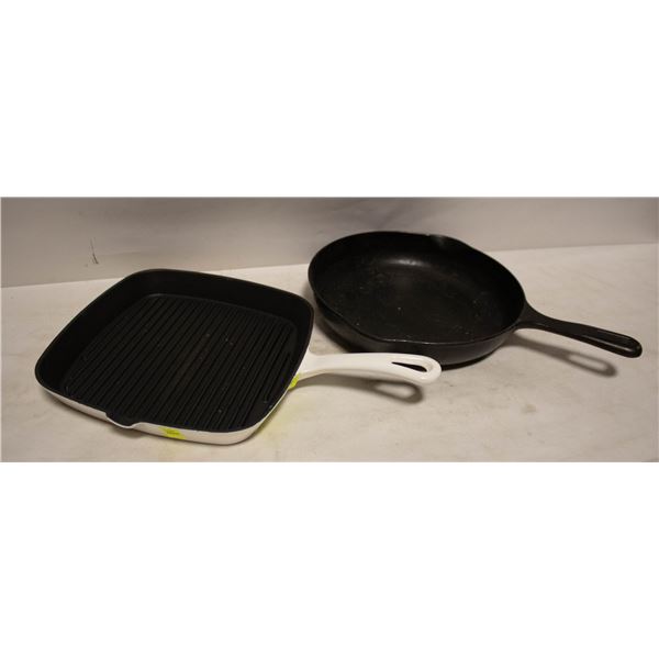 2 CAST IRON PANS