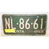 Image 1 : 1968 ALBERTA LICENCE PLATE