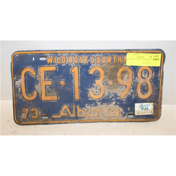 1973 ALBERTA LICENCE PLATE
