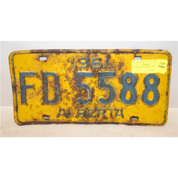 1961 ALBERTA LICENCE PLATE