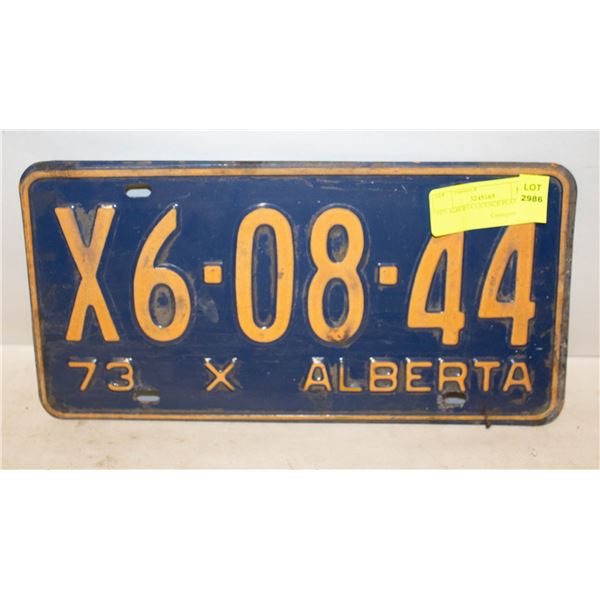 1973 ALBERTA LICENCE PLATE