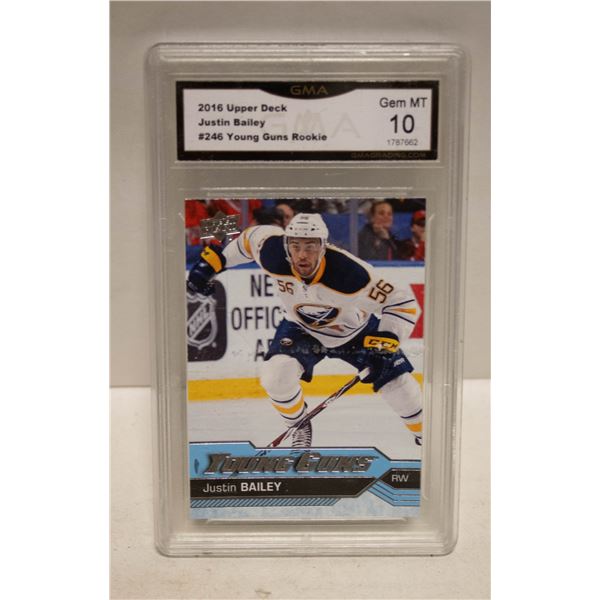 GMA GRADED 10 2016 UD JUSTIN BAILEY YOUNG GUNS