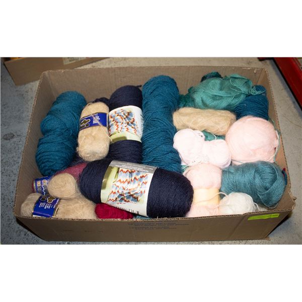 YARN- BOX LOT OF 25 SKEINS ASSORTED