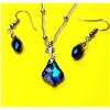 Image 1 : 5)  BAROQUE CUT BLUE/BLACK SWAROVSKI CRYSTAL DROP