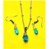Image 1 : 8)  AQUA BLUE SWAROVSKI CRYSTAL PENDANT ON 18" CH