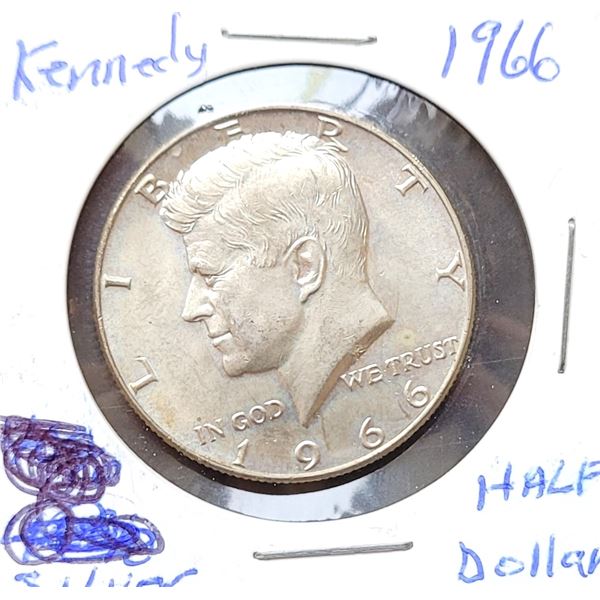 25)  USA 1966 KENNEDY HALF DOLLAR.