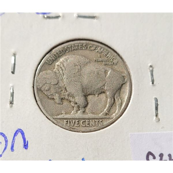 23)  USA 1927 BUFFALO 5 CENT COIN.