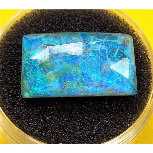 17)  NATURAL EMERALD CUT 21.3 CT MULTI COLOR FIRE
