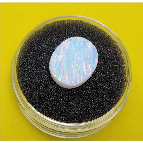 15)  NATURAL OVAL 7.0 CT, WHITE FIRE DOUBLET OPAL