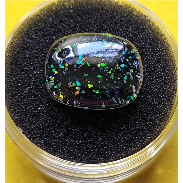 16)  NATURAL 15 CT DOUBLET BLACK OPAL GEMSTONE FRO
