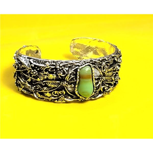 1)  SILVER TONE HEAVILY CARVED WITH LEAVES & FLOWE