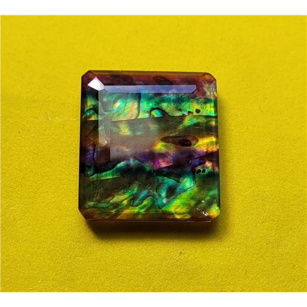 18)  NATURAL SQUARE CUT 56 CT AMMOLITE GEMSTONE