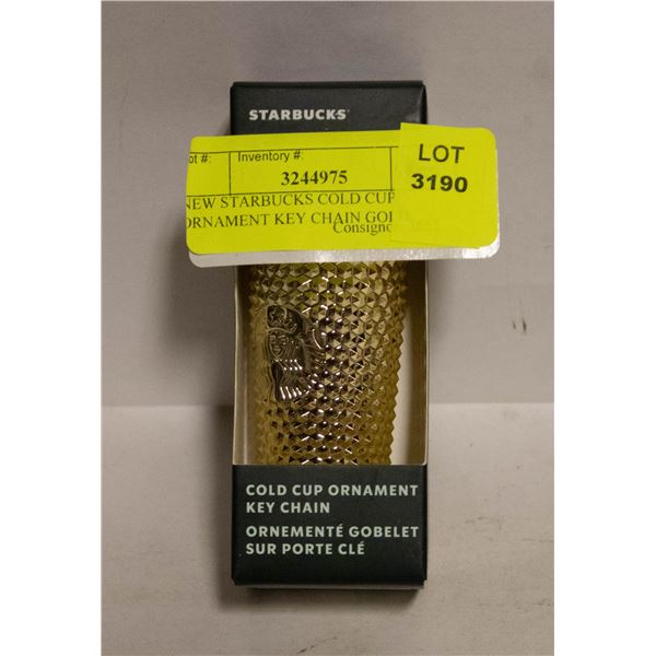 NEW STARBUCKS COLD CUP ORNAMENT KEY CHAIN GOLD
