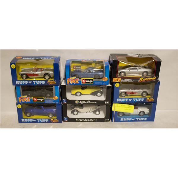 NEW LOT OF 9 1:43 SCALE DIECAST