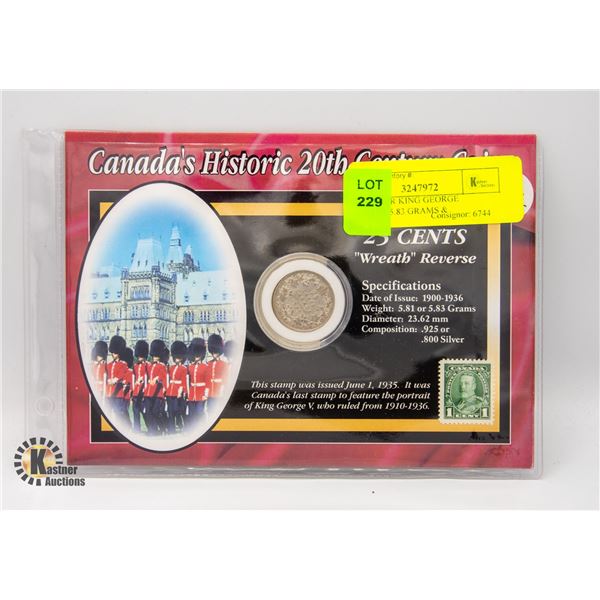 1930 SILVER KING GEORGE QUARTER 5.83 GRAMS &