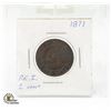 Image 1 : 1871 PRINCE EDWARD ISLAND ONE CENT COIN