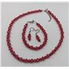 Image 1 : RED CRYSTAL BEAD NECKLACE/BRACELET/EARRING SET