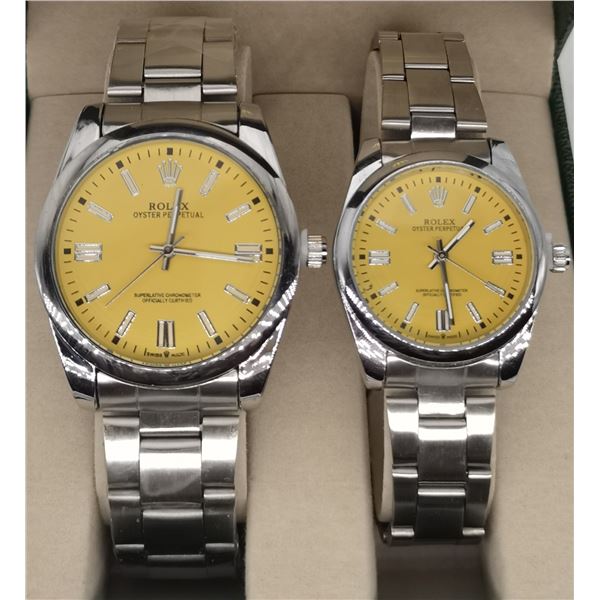 NEW REPLICA R0LEX COUPLES QUARTZ WATCH SET