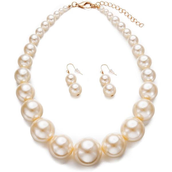 YUHUAN WOMENS FAUX BIG FASHION PEARL SET