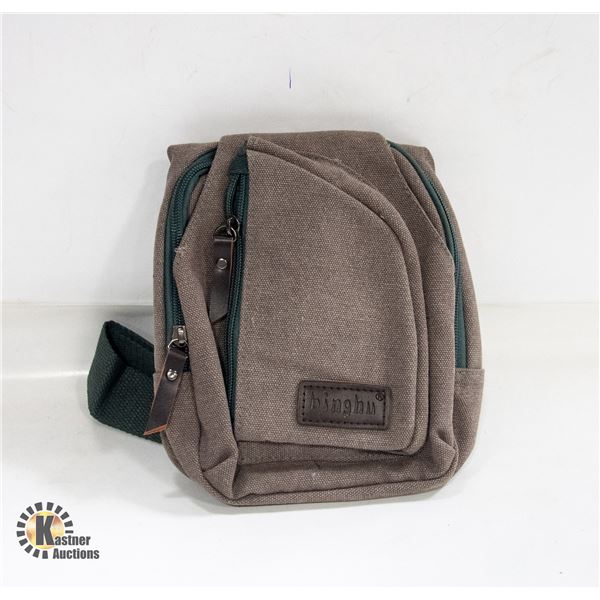 NEW CANVAS SLING BAG SMALL TRAVEL GRAY