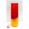 Image 1 : 20 INCH TALL RED AND YELLOW ART GLASS VASE