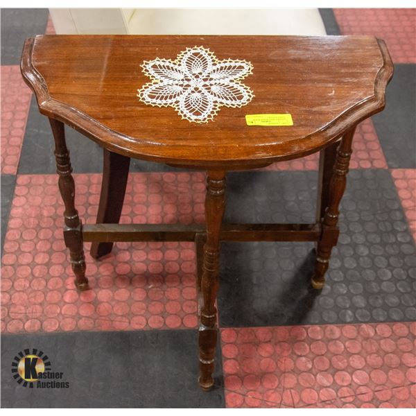 ANTIQUE HALF MOON WOOD TABLE-ESTATE