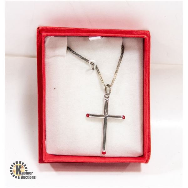 925 SILVER CHAIN WITH 925 CROSS PENDANT IN BOX