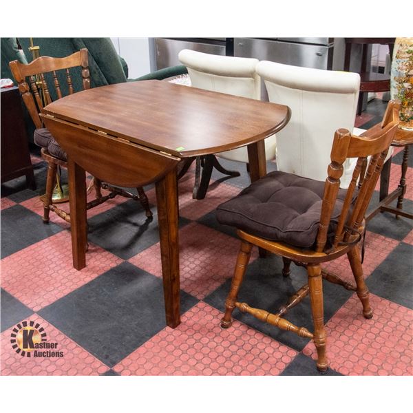 PINE DOUBLE DROP LEAF TABLE W/2 CHAIRS